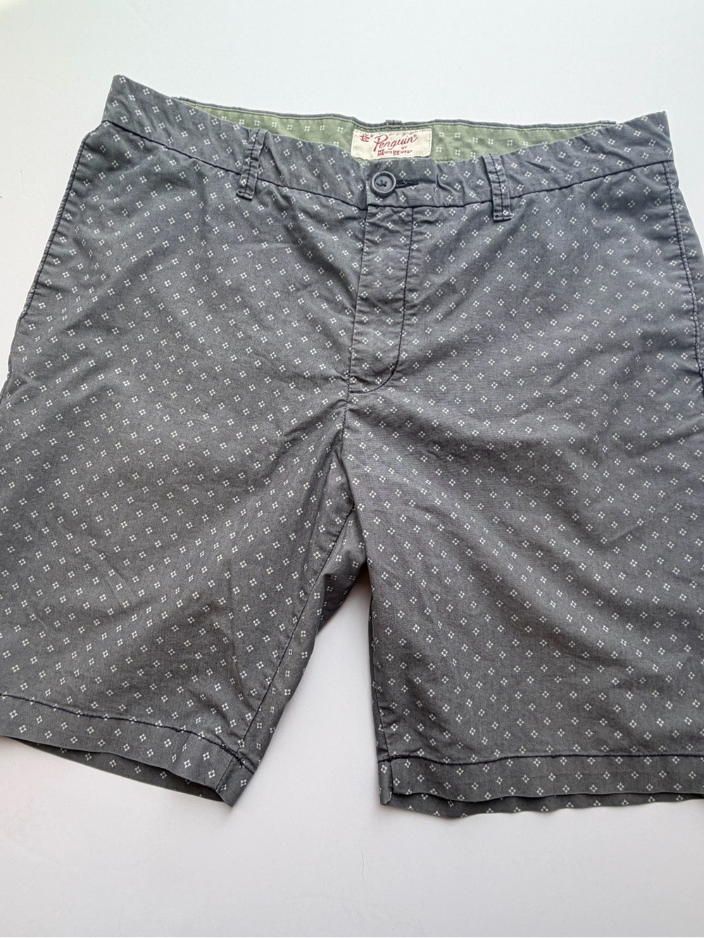 Original Penguin Gray Patterned Shorts Size 36 Casual Preppy Golf Dadcore